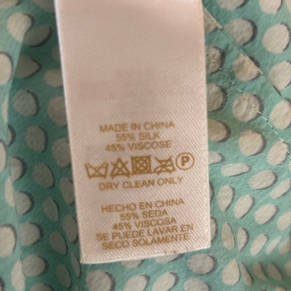 Kate Spade Women's Sea Blue Green Silk Blend Sleeveless High Neck Blouse - Picture 4 of 6